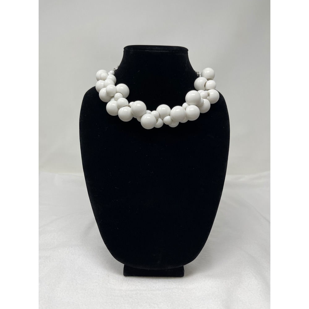 Unbranded Women Bubble Bead Cluster Necklace OS White Chunky Statement